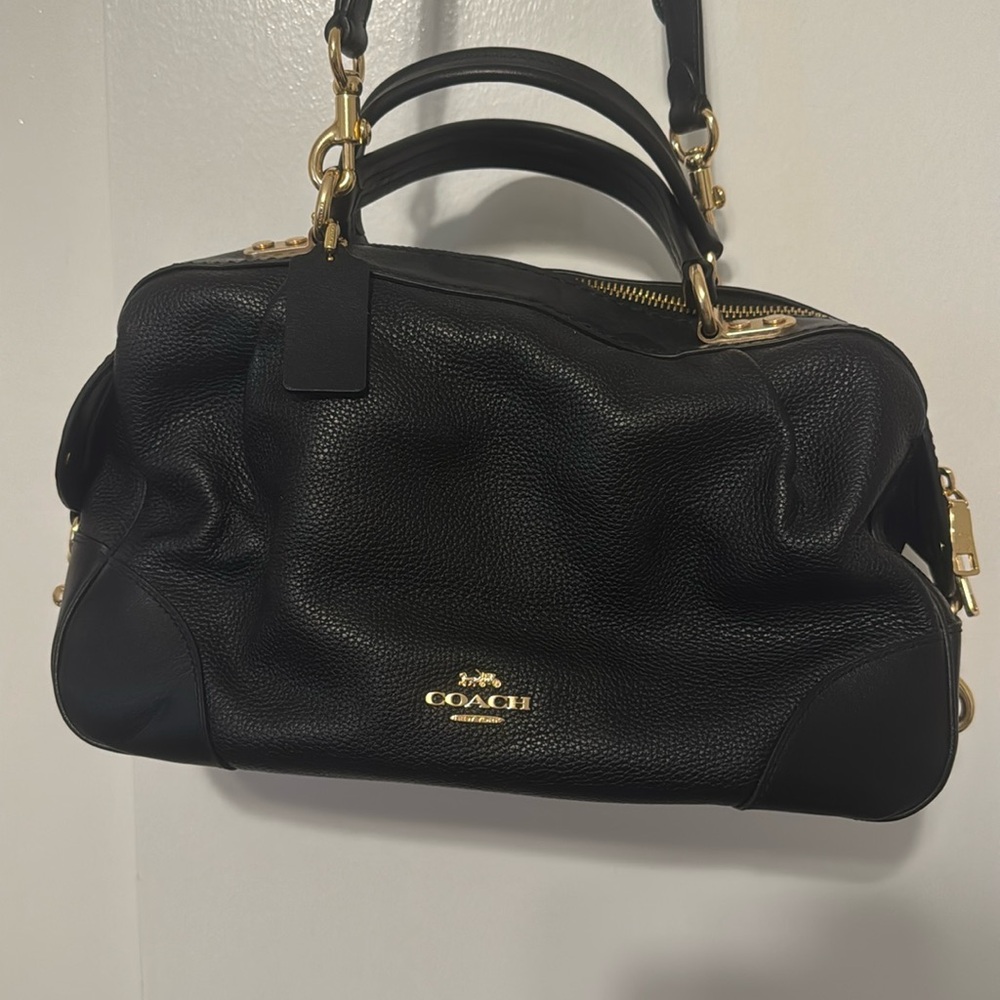 COACH Lane Black Leather Satchel Crossbody 69621